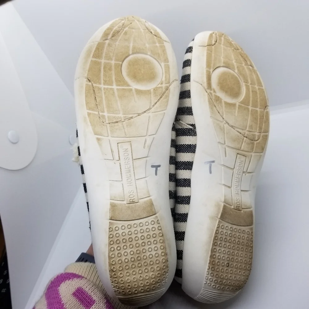 Ros Hommerson Calypso striped slip-on sneaker in black/cream size 9